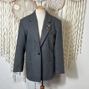 SANDRO Gray Wool Oversized Blazer Size 40/US8